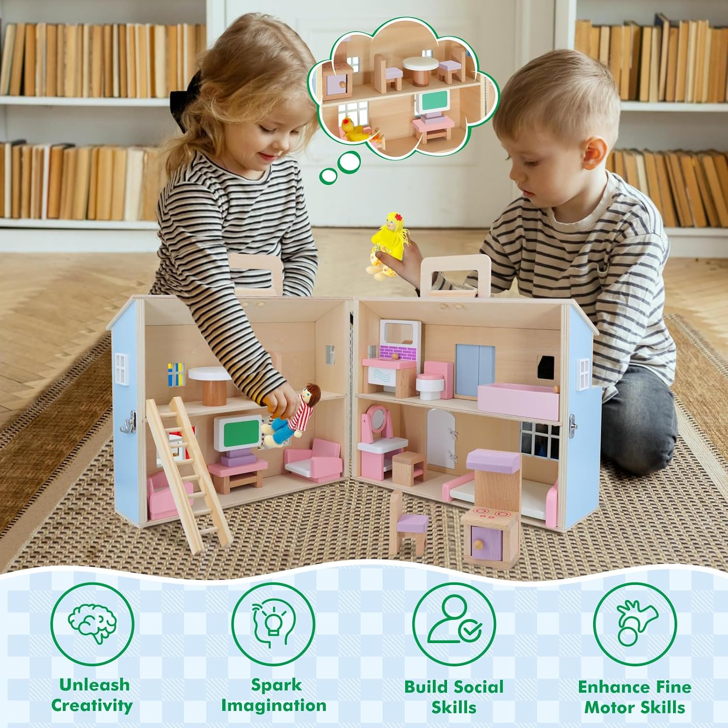 Wooden Dollhouse for girls