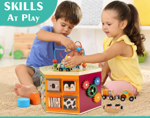 9-in-1 Farm-Themed Wooden Play Center, Multipurpose Montessori Toy